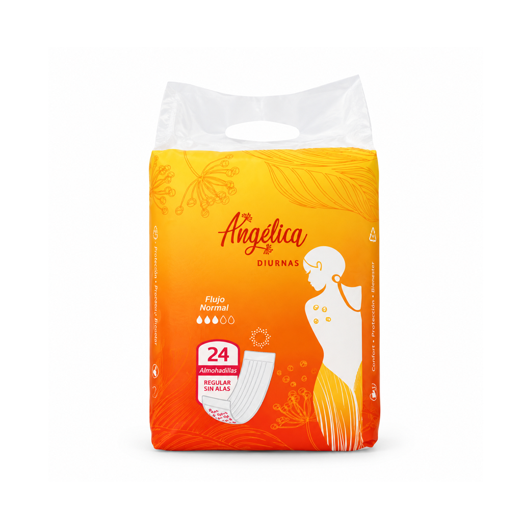 Almohadillas Sanitarias Marca Angélica (Paq. 24 u)