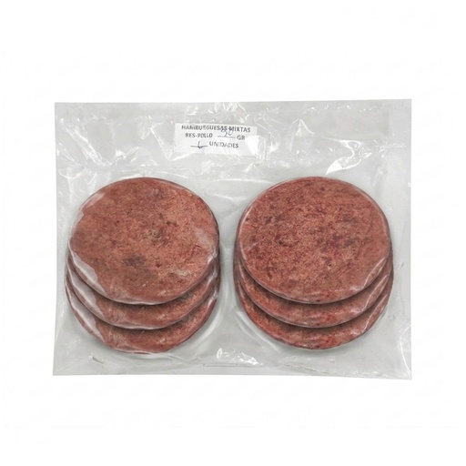 [006163] Hamburguesa Mixta de Res y Pollo paq 6 u (90 g)